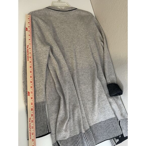 Charter Club Luxury Size M 100% Cashmere Gray Black Cardigan Sweater #3 - Picture 9 of 10